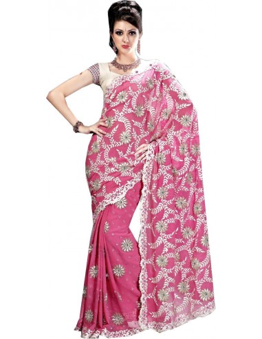 Sari designer rose Samantha la colonne vertébrale