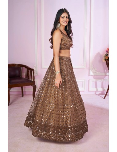 Lehenga sequin marron Albina Les magasins à Paris et en Île-de-France