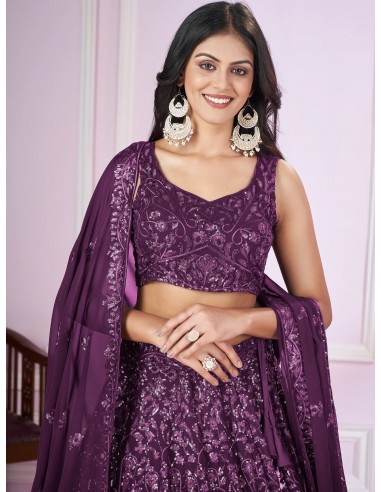 Lehenga sequin violet Anushya en ligne