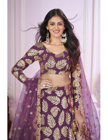 Lehenga sequin violet doré Atika En savoir plus