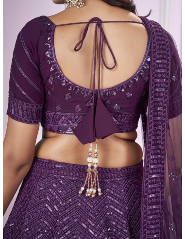 Lehenga sequin violet Amulya Comparez plus de prix