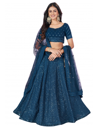 Lehenga sequin bleu canard Amulya vous aussi creer 