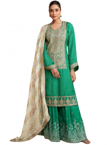 Salwar pakistanais vert jade Sakina de pas cher