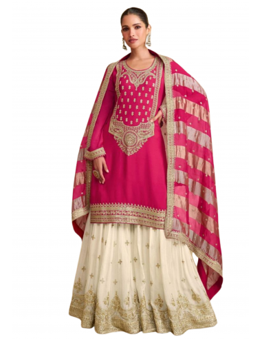 Salwar pakistanais rose fuchsia Soukaina de la marque