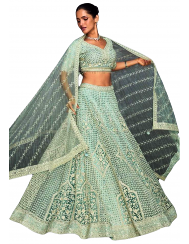 Lehenga tendance vert clair Akira rembourrage situé sous